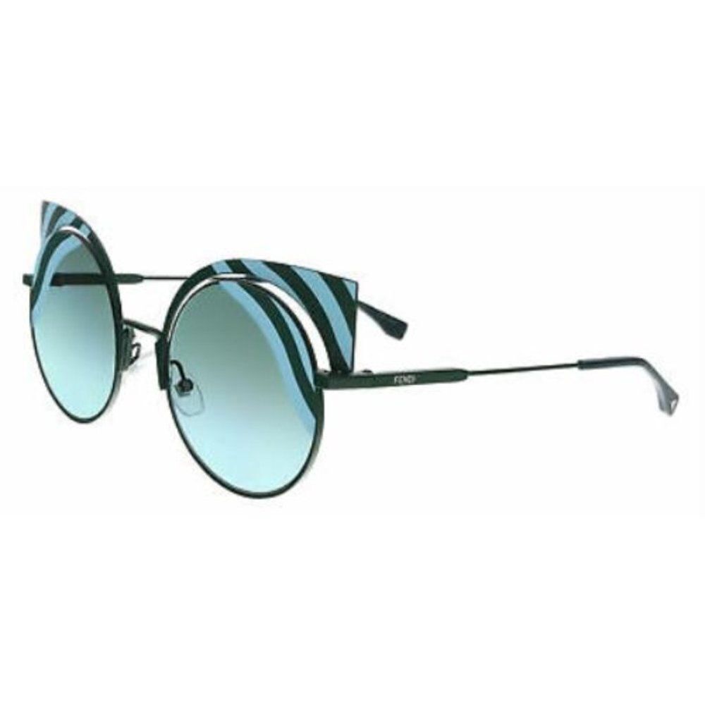 Fendi Green Ff0215/S Okc Matte Blue Round Women's Gradient Sunglasses